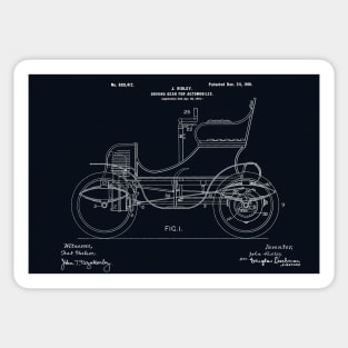 1901, Driving system ,original patent drawing marbled black background Sticker